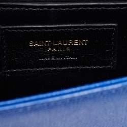Pre Owned Saint Laurent Blue Leather Small Monogram Kate Chain Crossbody Bag