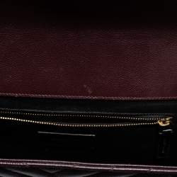 Pre Owned Saint Laurent Burgundy Matelassé Leather Large Monogram Envelope Shoulder Bag