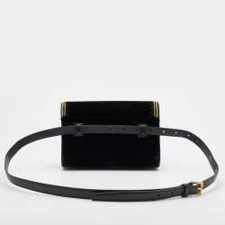 Pre Owned Saint Laurent Black Velvet and Leather Kate Belt Bag