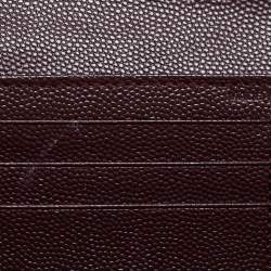 Pre Owned Saint Laurent Burgundy Matelassé Leather Monogram Flap Continental Wallet