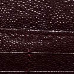 Pre Owned Saint Laurent Burgundy Matelassé Leather Monogram Flap Continental Wallet