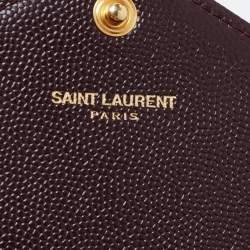 Pre Owned Saint Laurent Burgundy Matelassé Leather Monogram Flap Continental Wallet