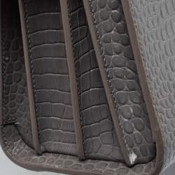 Pre Owned Saint Laurent Grey Croc Embossed Leather Nano Classic Sac De Jour Tote