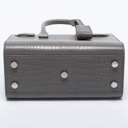 Pre Owned Saint Laurent Grey Croc Embossed Leather Nano Classic Sac De Jour Tote