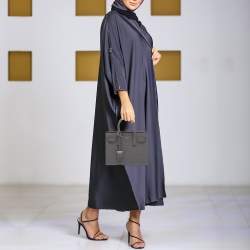 Pre Owned Saint Laurent Grey Croc Embossed Leather Nano Classic Sac De Jour Tote