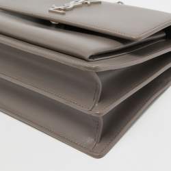 Pre Owned Saint Laurent Grey Leather Medium Sunset Shoulder Bag