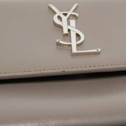 Pre Owned Saint Laurent Grey Leather Medium Sunset Shoulder Bag