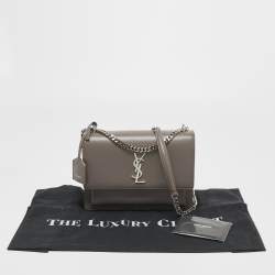 Pre Owned Saint Laurent Grey Leather Medium Sunset Shoulder Bag