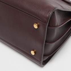 Pre Owned Saint Laurent Burgundy Leather Small Classic Sac De Jour Tote