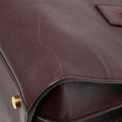 Pre Owned Saint Laurent Burgundy Leather Small Classic Sac De Jour Tote