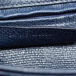 Saint Laurent Navy Blue Textured Leather Large Chyc Shoulder Bag
