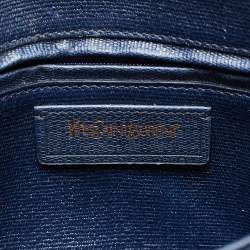Saint Laurent Navy Blue Textured Leather Large Chyc Shoulder Bag