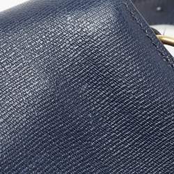 Saint Laurent Navy Blue Textured Leather Large Chyc Shoulder Bag