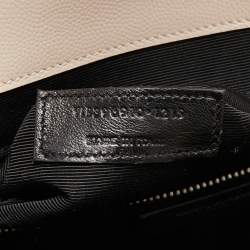 Pre Owned Saint Laurent Beige Matelassé Leather Large Cassandre Flap Bag