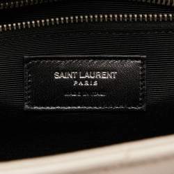 Pre Owned Saint Laurent Beige Matelassé Leather Large Cassandre Flap Bag