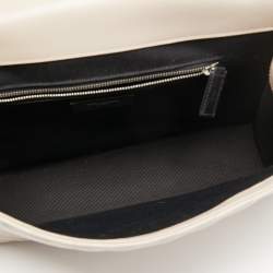 Pre Owned Saint Laurent Beige Matelassé Leather Large Cassandre Flap Bag