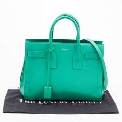 Pre Owned Saint Laurent Green Leather Small Classic Sac De Jour Tote
