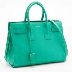 Pre Owned Saint Laurent Green Leather Small Classic Sac De Jour Tote