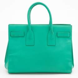 Pre Owned Saint Laurent Green Leather Small Classic Sac De Jour Tote