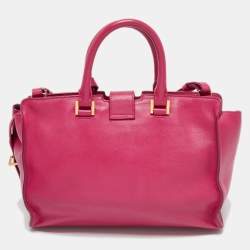 Saint Laurent Pink Grained Leather Small Cabas Chyc Tote