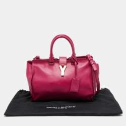 Saint Laurent Pink Grained Leather Small Cabas Chyc Tote