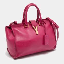 Saint Laurent Pink Grained Leather Small Cabas Chyc Tote