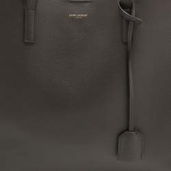 Pre Owned Saint Laurent Dark Grey Leather E/W Shopper Tote