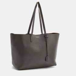 Pre Owned Saint Laurent Dark Grey Leather E/W Shopper Tote