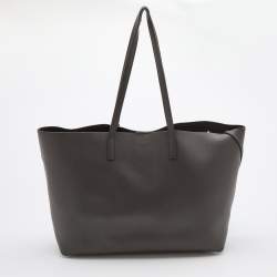 Pre Owned Saint Laurent Dark Grey Leather E/W Shopper Tote