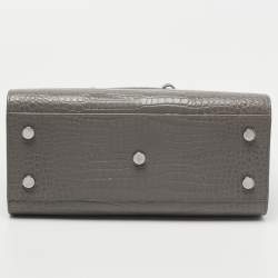 Pre Owned Saint Laurent Grey Croc Embossed Leather Baby Classic Sac De Jour Tote