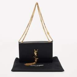 Pre Owned Saint Laurent Black Leather Kate Tassel Shoulder Bag