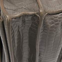 Pre Owned Saint Laurent Grey Croc Embossed Leather Medium Sunset Shoulder Bag