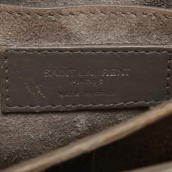 Pre Owned Saint Laurent Grey Croc Embossed Leather Medium Sunset Shoulder Bag