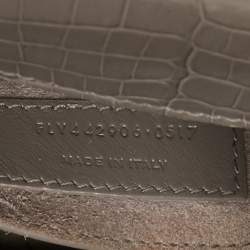 Pre Owned Saint Laurent Grey Croc Embossed Leather Medium Sunset Shoulder Bag