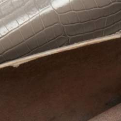 Pre Owned Saint Laurent Grey Croc Embossed Leather Medium Sunset Shoulder Bag