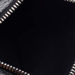 Saint Laurent Black Croc Embossed Leather Zip Card Case