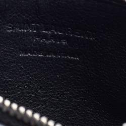 Saint Laurent Black Croc Embossed Leather Zip Card Case