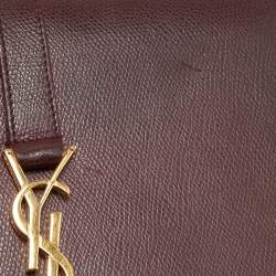 Pre Owned Saint Laurent Burgundy Leather Medium Monogram Universite Shoulder Bag