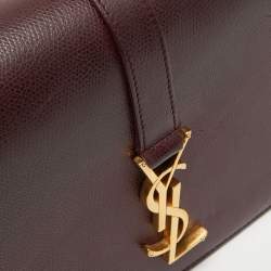 Pre Owned Saint Laurent Burgundy Leather Medium Monogram Universite Shoulder Bag