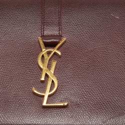 Pre Owned Saint Laurent Burgundy Leather Medium Monogram Universite Shoulder Bag