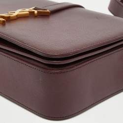Pre Owned Saint Laurent Burgundy Leather Medium Monogram Universite Shoulder Bag