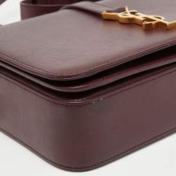 Pre Owned Saint Laurent Burgundy Leather Medium Monogram Universite Shoulder Bag