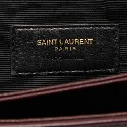 Pre Owned Saint Laurent Burgundy Leather Medium Monogram Universite Shoulder Bag