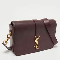 Pre Owned Saint Laurent Burgundy Leather Medium Monogram Universite Shoulder Bag