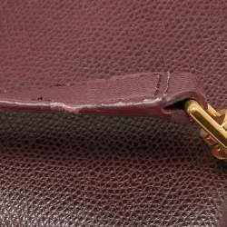 Pre Owned Saint Laurent Burgundy Leather Medium Monogram Universite Shoulder Bag