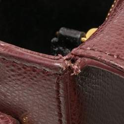 Pre Owned Saint Laurent Burgundy Leather Medium Monogram Universite Shoulder Bag