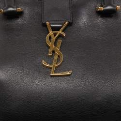 Pre Owned Saint Laurent Black Leather Ligne Y Cabas Bag