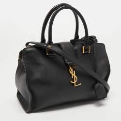 Pre Owned Saint Laurent Black Leather Ligne Y Cabas Bag