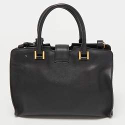 Pre Owned Saint Laurent Black Leather Ligne Y Cabas Bag