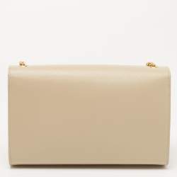 Pre Owned Saint Laurent Beige Leather Monogram Kate Chain Shoulder Bag